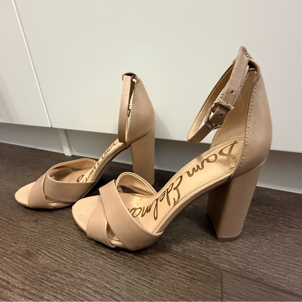 Sam Edelman Nude Strappy Chunky Heel